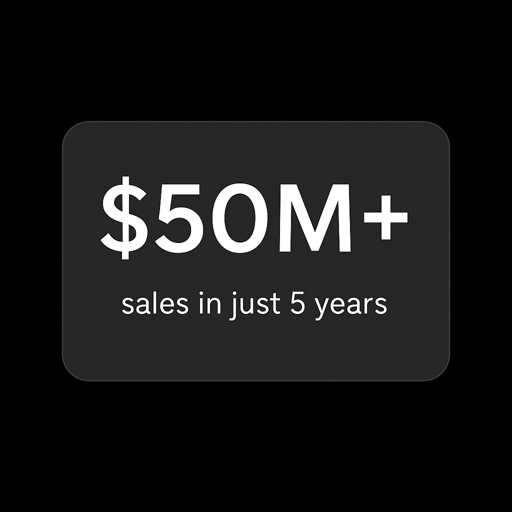 $50M+ sales in just 5 years