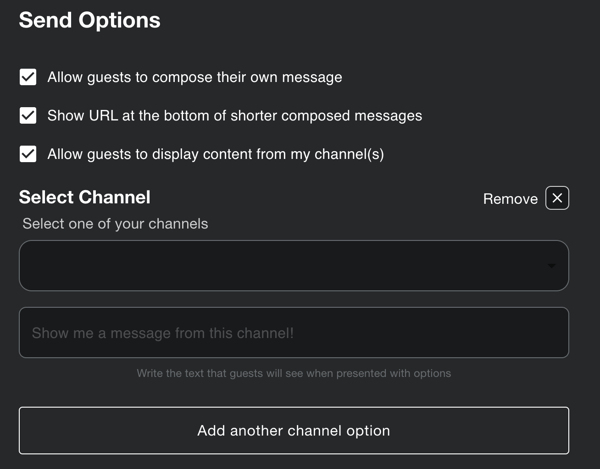 Guest Send Send Options