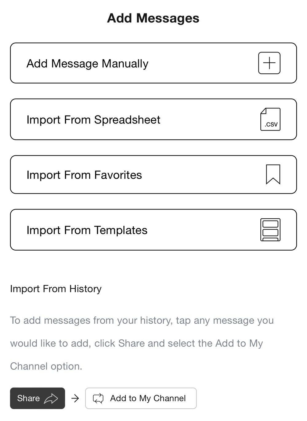 How do I create and schedule my own channel of custom messages?
