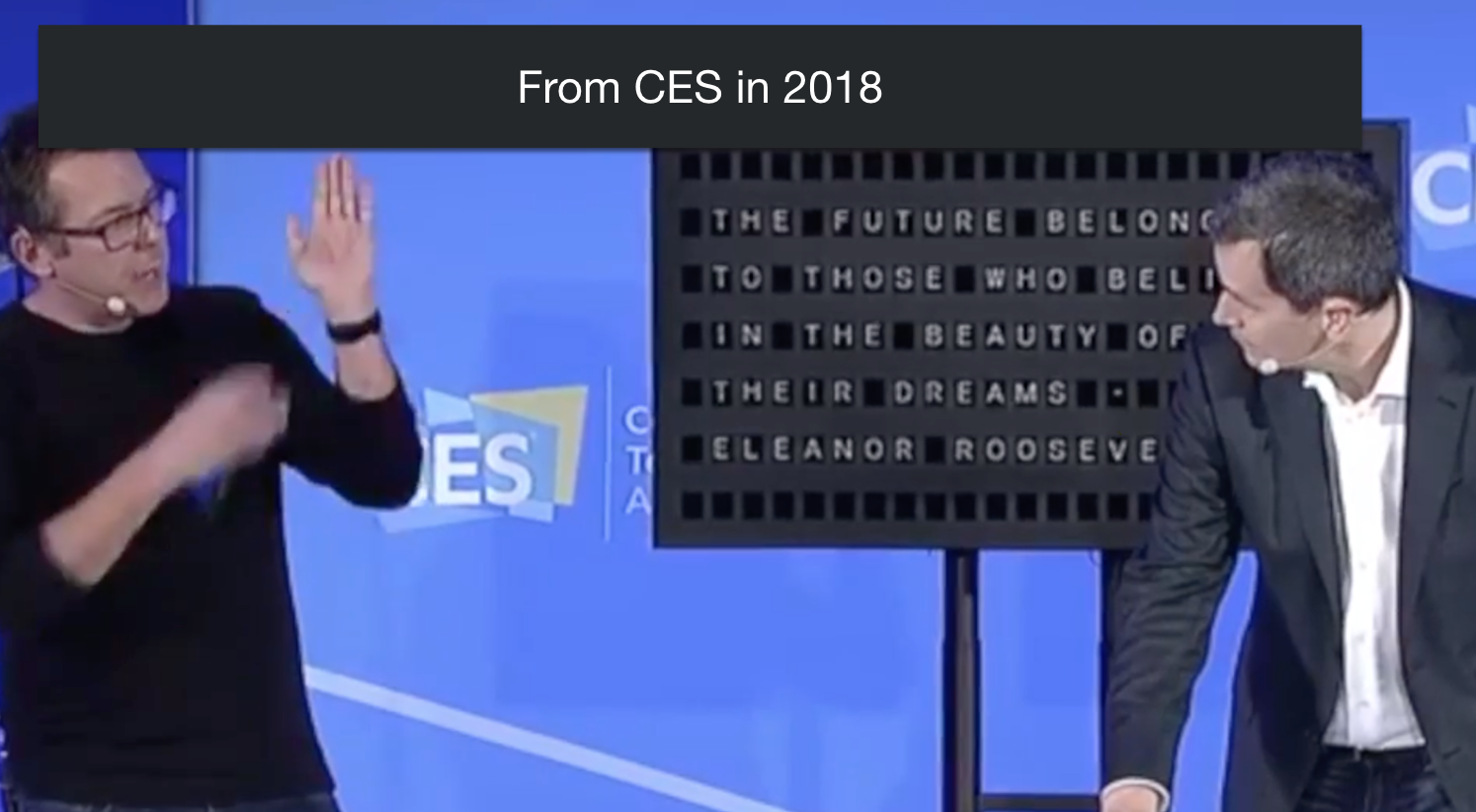Dorrian Porter on stage with David Pogue at CES 2018