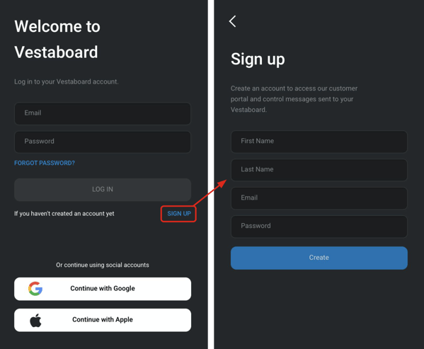 Sign Up copy